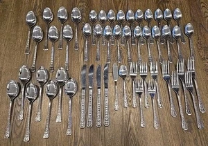 Posate Vintage Interpur Florenz 8 Petali Floreale Acciaio Inox Corea 51 Pezzi - Foto 1 di 7