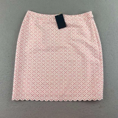 Falda corta Brooks Brothers 346 para mujer 10 ojales rojos lino dobladillo festoneado nueva con etiquetas Foto 1 de 4