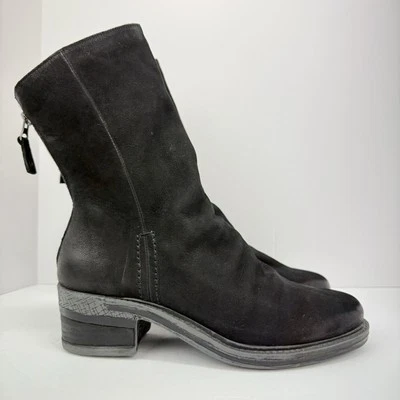 Botas de moto de combate Fernweh de cuero negras holgadas a media pantorrilla OTBT talla 7,5 para mujer Foto 1 de 4