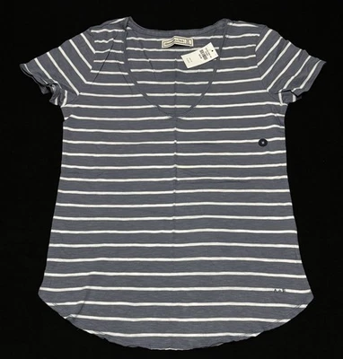 Camisa Abercrombie & Fitch Mujer M Azul Gris Camiseta Suave Cuello en V Top Ligero Y2K Foto 1 de 4