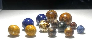 Rare Lot of 13 Early Antique Bennington Pottery Marbles c.1840 Primitives Marble - Picture 1 of 23