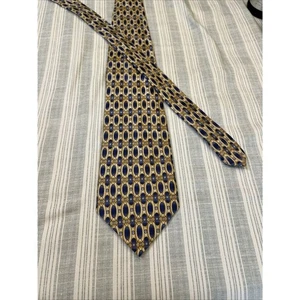 Vintage Pierre Cardin Neck Tie Blue & Gold Hand Made 100% Silk 62x3.75 Long L#26 - Picture 1 of 13
