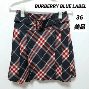 Burberry Blue Label Pleated Skirt Nova Check Logo Size 36 S Used - Picture 1 of 4