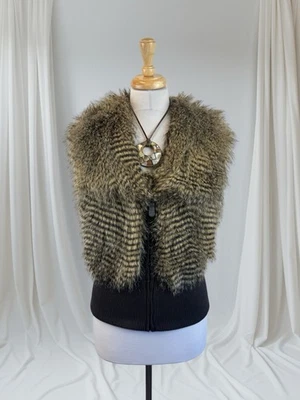 Chaleco con Cremallera de Piel Sintética Estampado Animal Y2K Otoño Declaración Lujo Tejido Elevado Talla S Foto 1 de 4