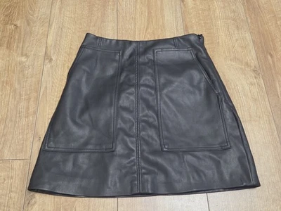 H&M Women’s Black Faux Leather Skirt Uk Size 8 Used  - Image 1 of 4