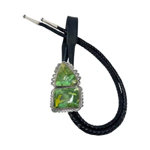 Freddie Maloney, Bolo Tie, Verisite, Sterling Silver, Navajo Handmade, 42" - Picture 1 of 4