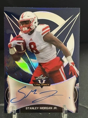 2019 LEAF VALIANT Blue STANLEY MORGAN JR NFL ROOKIE RC AUTO 5 /26 - Image 1 of 2