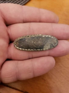 VINTAGE ANTIKE OVALE BROSCHE STERLINGSILBER EINZIGARTIGER VERSCHLUSS - Bild 1 von 3