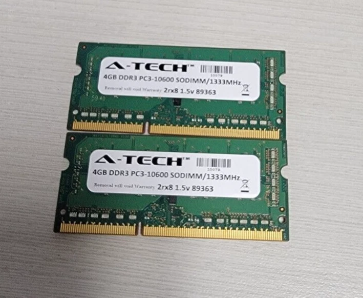 A-Tech  2 x 4GB PC3-10600 Laptop RAM SODIMM - Image 1 of 1
