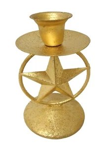 (01777-33923) CANDELABRO VELA NAVIDAD CHRISTMAS METAL DORADO BRILLANTE ESTRELLA - Imagen 1 de 1
