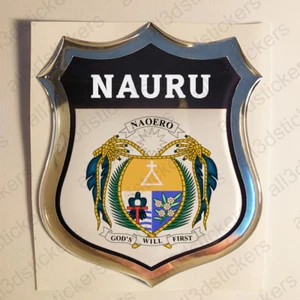 Sticker Nauru Emblem Coat of Arms Shield 3D Resin Domed Gel Vinyl Decal Car Moto - Picture 1 of 1