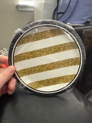 Black & Gold 8ct. Paper Dessert Plates 6-7/8" Party Supply Tableware New!!! - Image 1 of 2