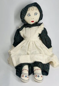 Vintage Handmade Cloth Rag Doll Embroidered Large 24” Long Prairie Dress Bonnet - Picture 1 of 8