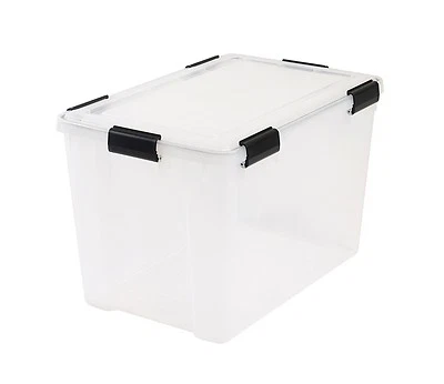 XL Weathertight Airtight Clear Plastic Damp Area Dry Storage Boxes - 70 Litre - Image 1 of 3