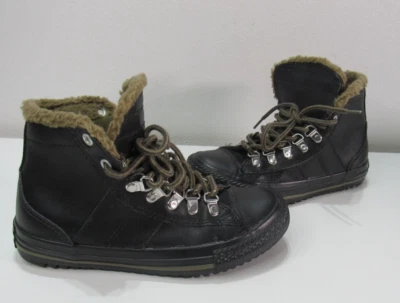 Converse All Star Black Shoes 632530c Kids 2 Leather Boot Ankle Style Sneakers - Image 1 of 4