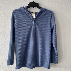 Mick Mack Blue Ribbed Button Hooded Henley SweaterSweatshirt Boys Size L Unisex - Picture 1 of 5