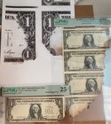 1981 Partial 5 Subject Uncut Sheet $1. Frn’s Missing 3rd Print Pmg Certified