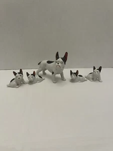Vintage MCM 5 Piece Ceramic French Bulldog Family - Made In Japan - Picture 1 of 10