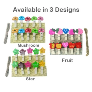 10 PCS Mini Wooden Photo Clips+Cord Compatible w/ Fuji Instax Mini 9 8 8+ 7s - Picture 1 of 15