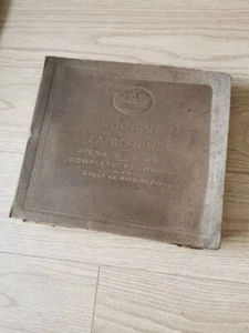 Vintage "His Masters Voice Vinyl Album With 11x 78 rpm Records Puccini La Boheme - Zdjęcie 1 z 4