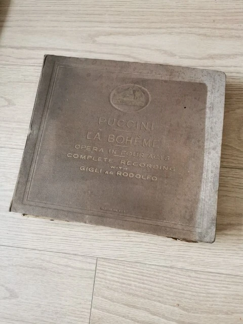 Vintage "His Masters Voice Vinyl Album mit 11x 78 1/min Schallplatten Puccini La Boheme - Bild 1 von 4