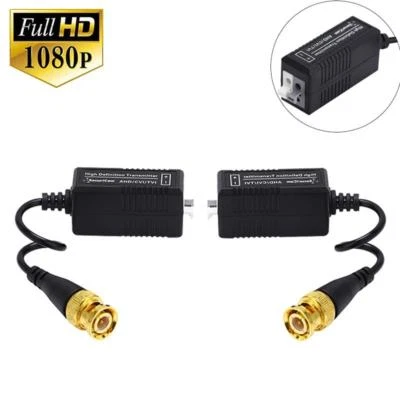 SECURICAM COPPIA Balun BNC A CAT5 Cavo Adattatore Alimentazione Video Telecamera CCTV per AHD HD TVI CVI