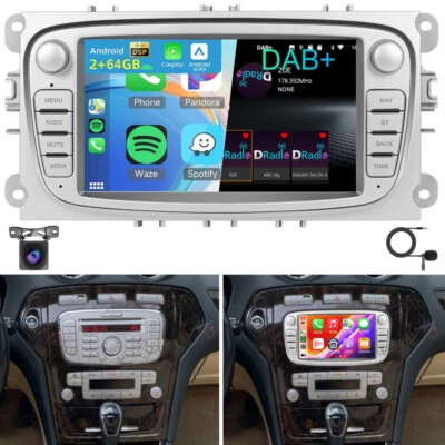 DAB+ Android 15 Autoradio Für Ford Focus Mondeo S-Max Galaxy GPS Navi BT 2+64GB - Bild 1 von 4