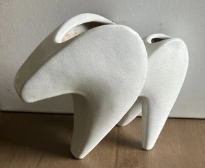 Mid Century Modern Ikebana Light Gray Abstract Sculpture Vase Japan - Picture 1 of 9