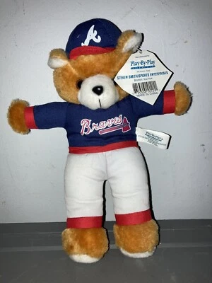 Vintage Atlanta Braves 9" Plush Baseball Teddy Bear Play by Play MLB - Image 1 of 2
