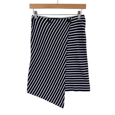 Esprit Wrap Skirt Womens XS Navy White Striped Knit Viscose Stretch Outdoor Foto 1 de 4