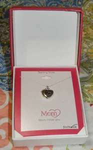 NEW Footnotes Sterling Silver 925 Mom Heart Locket Pendant Necklace Mother's Day - Picture 1 of 5