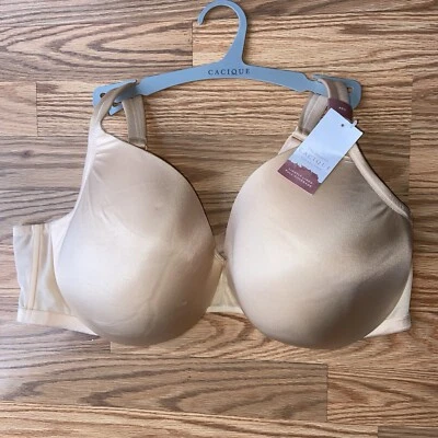 Cacique Smooth Lightly Lined Full Coverage Bra 46D Peach Underwire NEW w Tags - Image 1 of 4