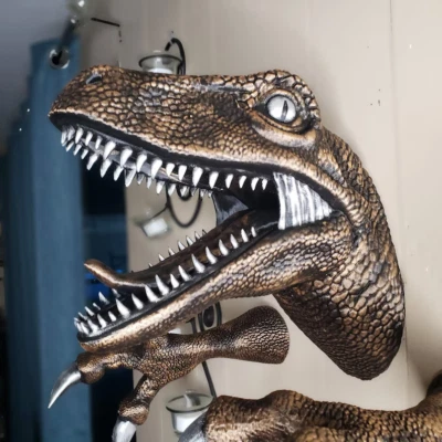 Velociraptor Montaje Arte en Pared Impreso en 3D Controlador de Auriculares Montaje Arte Funcional Foto 1 de 3
