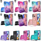 For Samsung Galaxy A21 Liquid Glitter Diamond Ring Stand Phone Case Cover 