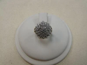 10K yellow gold ladies natural diamond cluster dome ring, @ 2/3 carat, sze 6.25 - Picture 1 of 16