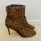 Jimmy Choo Boots Size 37 Heeled Leopard Print Mob Wife Duke 85 Stiletto + Box