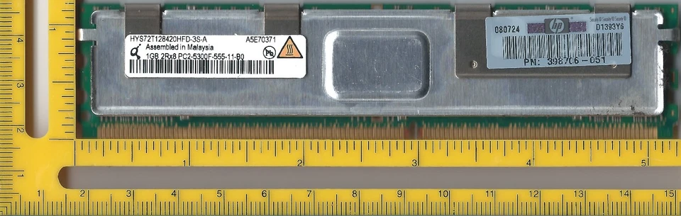 Qimonda 1GB 240p PC2-5300 CL5 18c 64x8 DDR2-667 2Rx8 1.8V ECC FBDIMM - Image 1 of 1