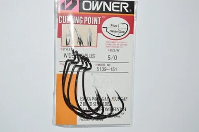 owner cutting point hook extra wide gap plus 5/0 5139-151 black chrome - Image 1 of 2