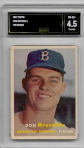 1957 Topps #18 Don Drysdale Los Angeles Dodgers RC Rookie HOF GMA 4.5 VG-EX+