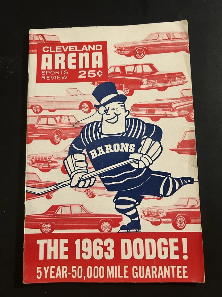1963 CLEVELAND BARONS Pittsburgh Hornets Program AHL BILL NEEDHAM Fred GLOVER - Image 1 of 4