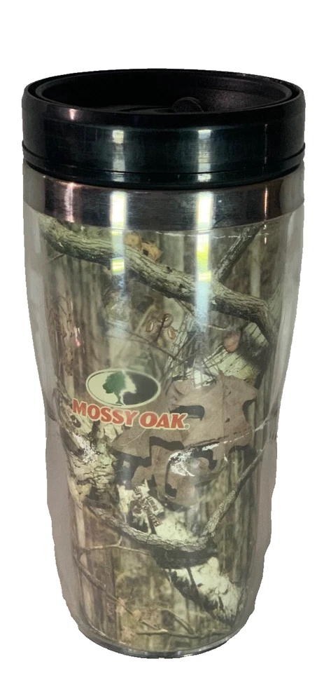 Mossy Oak Camo Stainless Steel Travel Mug With Black Flip-Top Lid - Image 1 of 4