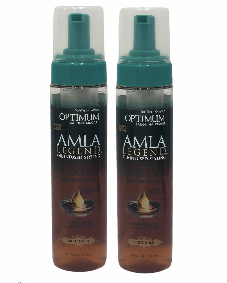 Pacote com 2 mousse SoftSheen Amla óleo infundido estilo sopro seco 8,3 oz suporte leve RARO - Imagem 1 de 4