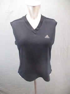 ADIDAS Size L Boys Black V-Neck Stretch Sleeveless Fitted Athletic Top 876 - Picture 1 of 11
