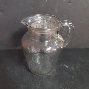 Vintage glass pitcher with lid creamer Hand blown with air bubbles 5.5" tall - Picture 1 of 10