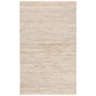 Capacho de couro bege vintage 2 pés X 4 pés Tapete de área sólida desgastado - Imagem 1 de 4