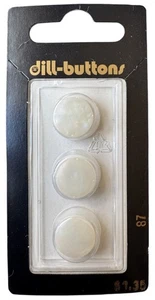 Buttons Ivory Iridescent 1/2" Faux Opal Round Shank 3-Pk Vntg Dill 87 Germany - Picture 1 of 6