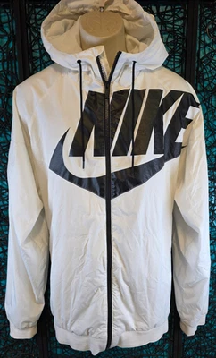 JAQUETA MASCULINA NIKE WIND RUNNER XXL BRANCA PRETA COM CAPUZ ZÍPER COMPLETO SOLETRADO VENTILADO Y2K - Imagem 1 de 4