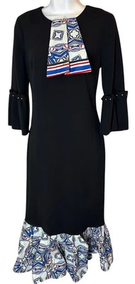 Vestido midi Donna Karan etiqueta negra talla 8 dobladillo plisado alterado Foto 1 de 4
