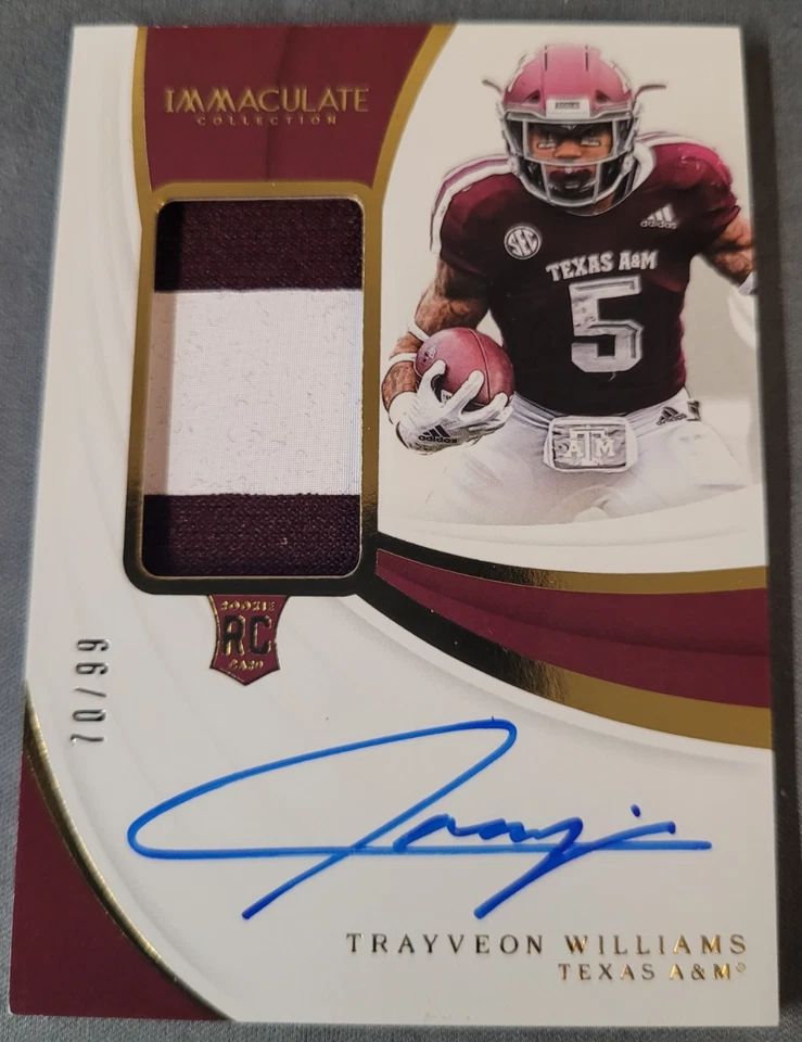 2019 Panini immaculate Trayeon Williams #115 Patch Auto /99 - Image 1 of 2