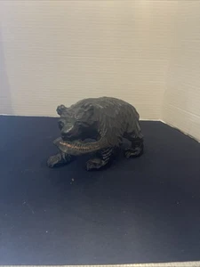 Orso intagliato a mano realizzato in carbone scultura altezza 5” animale nero - Foto 1 di 10